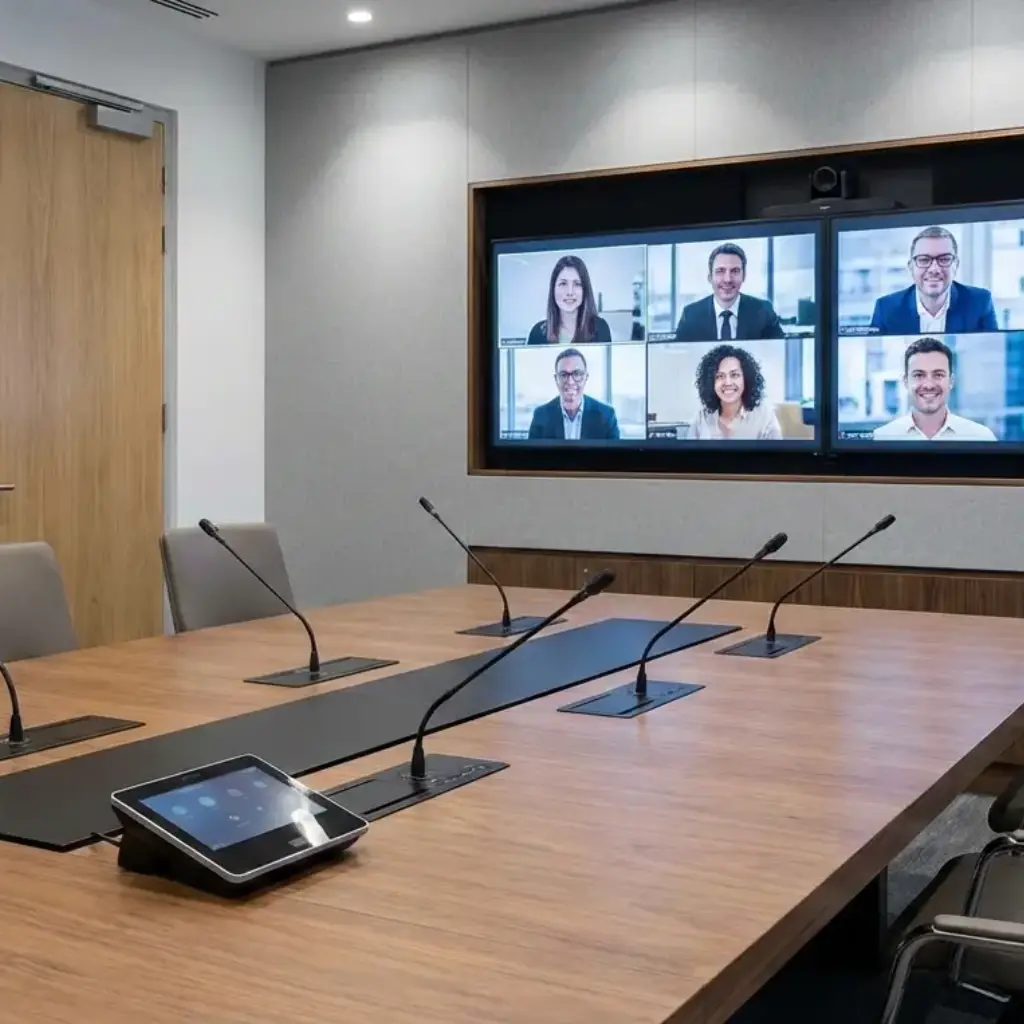 Modern conference room with integrated AV system